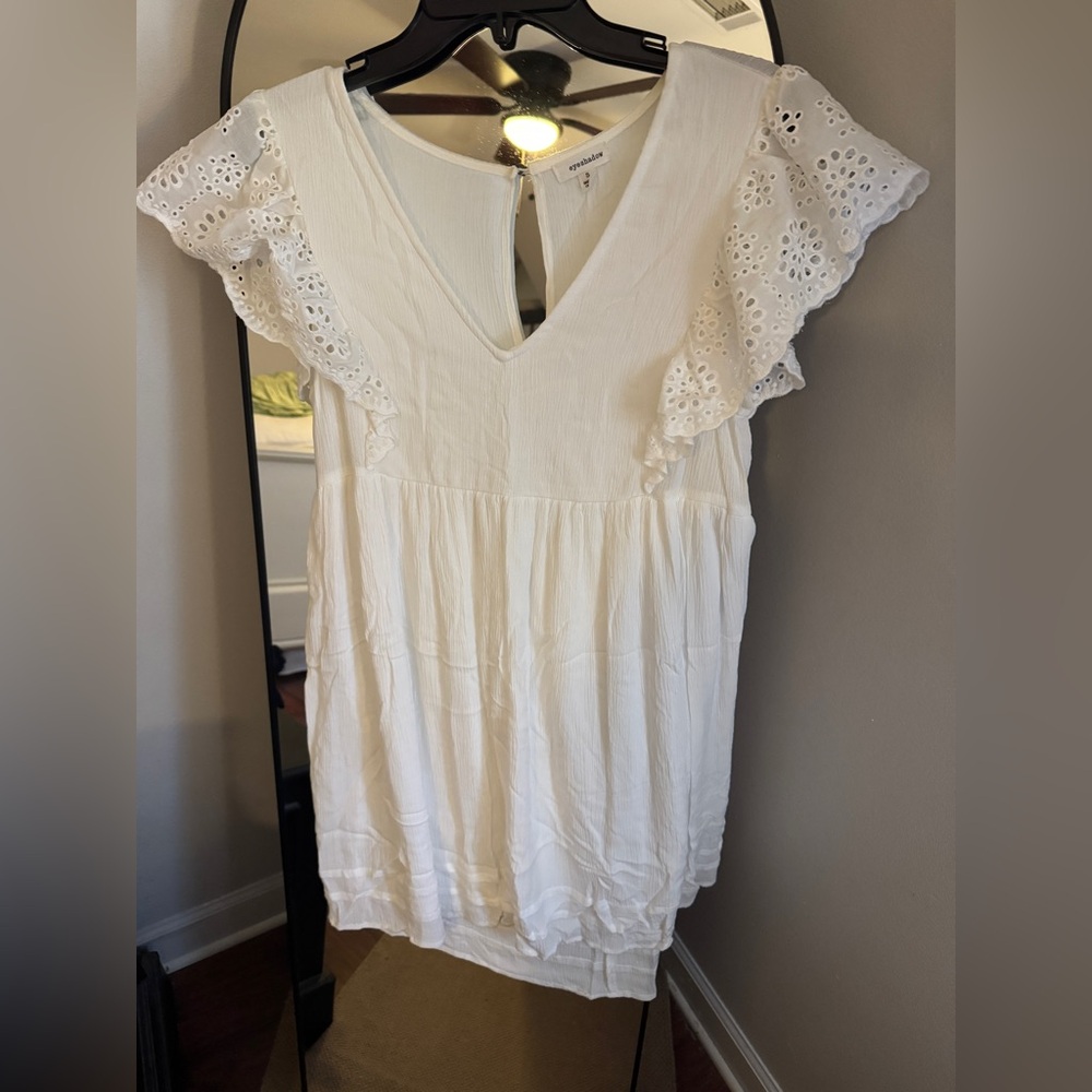 White Eyelet Sleeve dress